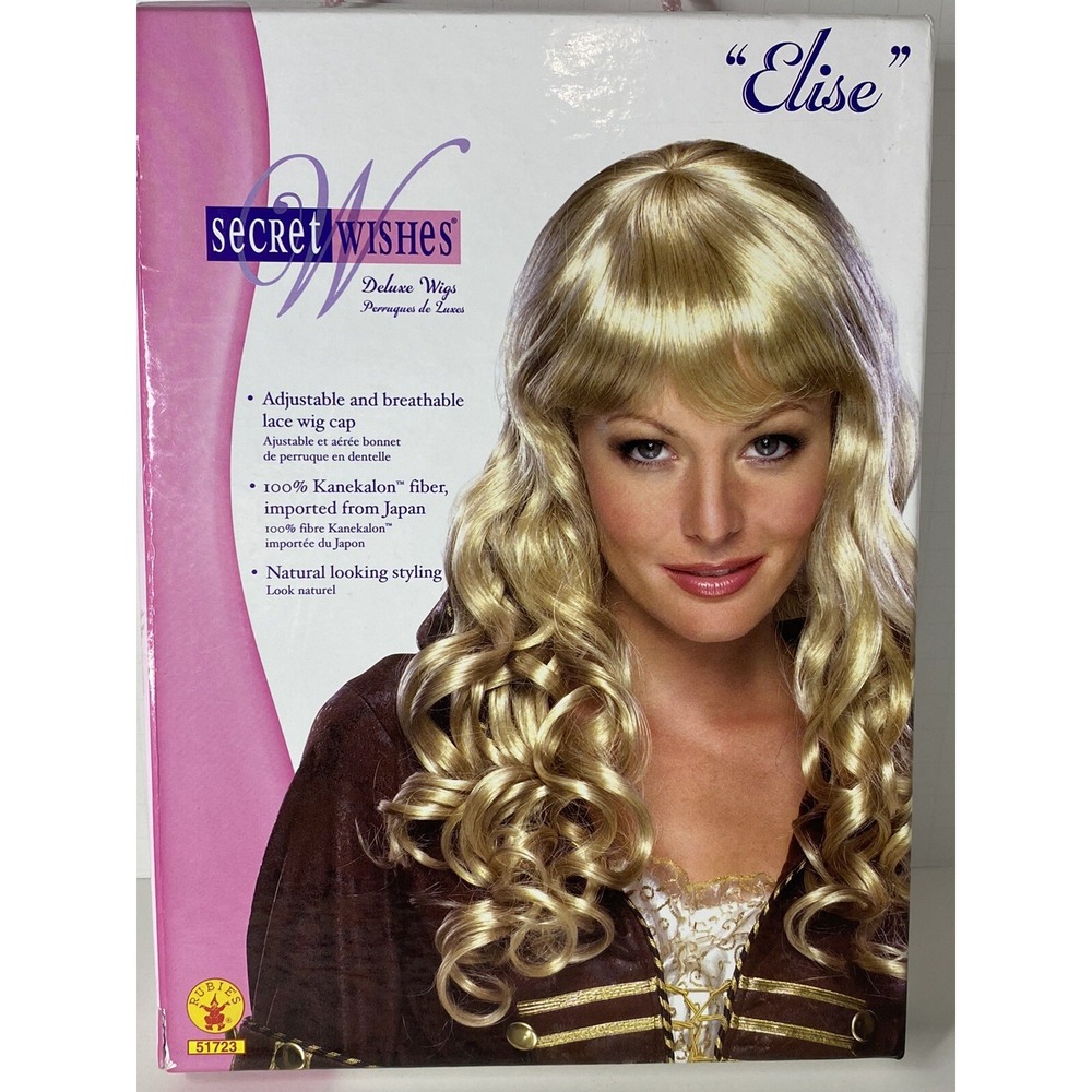 Rubies Secret Wishes Elise Deluxe Wig Blonde Long Curls Kanekalon 51723 NEW